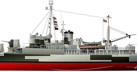 Корабль USS AVP-48 Onslow [Seaplane Tender] (1944) - чертежи, габариты, рисунки